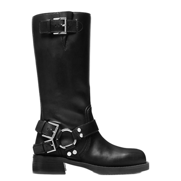 Michael Kors Shoes - Michael Kors Crosby Moto Boots In Black Size 5.5 Leather Silver Accents with Box